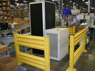steel guard rail in a distribution center