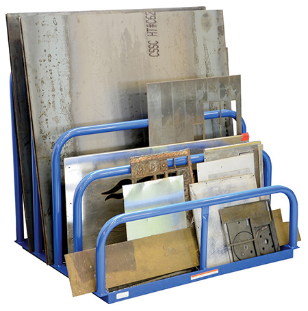 Sheet metal vertical storage racking.