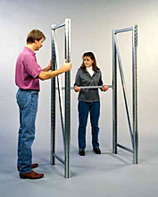 Insert other end of support beam into slots on second upright frame