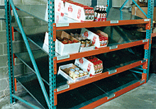 Tilt shelf in pallet rack