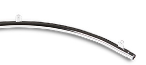 stainless steel curved track with welded mounting brackets in fixed locations
