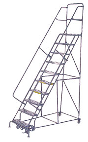 Rolling ladder with handrails