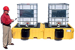 Twin IBC Spill Pallet - With 2 bucket shelves, w/o drain