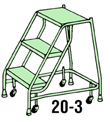 1 Step Diamond Plate Welded Steel Mobile Ladder Stand - 20"W x 24"D Platform