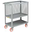 4-Sided Mesh Box Truck - Raised Platform with Shelf, 24" x 48" Deck, 5" Poly Casters