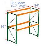 Pallet Rack Starter - 96w x 24d x 96h, 2 Beam Levels - 4000 Cap. Beams