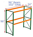 Bulk Rack Starter - 96.25w x 24d x 96h, 2 Beam Levels - 3155 Cap. Beams