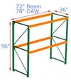 Pallet Rack Starter - 72w x 36d x 96h, 2 Beam Levels - 4000 Cap. Beams