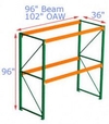 Pallet Rack Starter - 96w x 36d x 96h, 2 Beam Levels - 4000 Cap. Beams