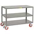 Mobile Table - 3,600 lb. Capacity, 3 Shelves, 30"W x 60"L x 34"H, Rigid & Swivel Casters