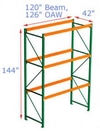 Pallet Rack Starter - 120w x 42d x 144h, 3 Beam Levels - 6700 Cap. Beams