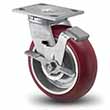 Swivel Caster with Side Lock - 4" x 2" Polyurethane on Aluminum Wheel with Radius Tread, 700 lb. Cap.
