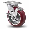 Swivel Caster with Side Lock - 5" x 2" Maroon Polyurethane on Aluminum Wheel with Radius Tread, 1000 lb. Cap.