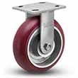 Rigid Caster - 6" x 2" Maroon Polyurethane on Aluminum Wheel with Radius Tread, 1250 lb. Cap.