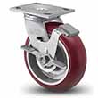 Swivel Caster with Side Lock - 6" x 2" Maroon Polyurethane on Aluminum Wheel with Radius Tread, 1250 lb. Cap.