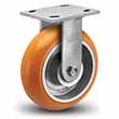 Rigid Caster - 6" x 2" Orange Polyurethane on Aluminum Wheel with Radius Tread, 1250 lb. Cap.
