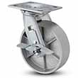 Swivel Caster with Side Lock - 8" x 2" Cast Iron Wheel, 1250 lb. Cap.