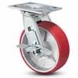 Swivel Caster with Side Lock - 6" x 2" Polyurethane on Iron Wheel, 1200 lb. Cap.