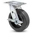 Swivel Caster with Side Lock - 8" x 2" Rubber on Iron Wheel, 600 lb. Cap.