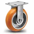 Rigid Caster - 5" x 2" Orange Polyurethane on Aluminum Wheel with Round Tread, 1000 lb. Cap., 1 Yr. Warranty