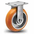 Rigid Caster - 8" x 2" Orange Polyurethane on Aluminum Wheel with Round Tread, 1250 lb. Cap.