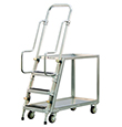 Aluminum Ladder Cart w/Shelf Lips - 2 Shelf, 22"W x 69-1/2"H x 51-1/2"L