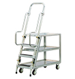 Aluminum Ladder Cart w/Shelf Lips - 3 Shelf, 22"W x 69-1/2"H x 51-1/2"L