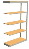Low Profile Rivet Shelving, 48"w x 18"d x 84"h, 250Lbs. Cap., 5 Shelves - Adder - With Decking