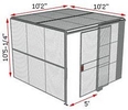 2-Wall Woven Wire Security Cage, w/Ceiling, 10'2" x 10'2" x 10'5-1/4" with 5' Sliding Gate