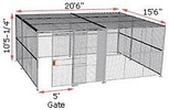 4-Wall Woven Wire Security Cage, w/Ceiling, 20'6" x 15'6" x 10'5-1/4" with 5' Sliding Gate