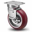 Swivel Caster with Side Lock - 4" x 2" Polyurethane on Aluminum Wheel with Round Tread, 700 lb. Cap.