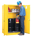 Vertical Drum Cabinet - 2 door, manual w/ drum rollers - Sure-Grip Handle, 2: 30-gal. drums