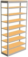 Low Profile Rivet Shelving, 48"w x 12"d x 84"h, 250Lbs. Cap., 9 Shelves - Starter - With Decking