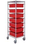 Mobile Bin Cart with 7 Bins - 21"L x 24"w x 69"H
