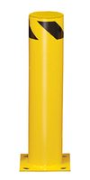 Steel Bolt-Down Bollard with Welded Eyelet, 36"H, 6-1/2" dia., Yellow with Black Stripe