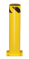 Steel Bolt-Down Bollard, 24"H, 5-1/2" dia., Yellow with Black Stripe