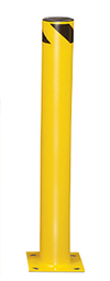Steel Bolt-Down Bollard, 42"H, 4-1/2" dia., Yellow with Black Stripe