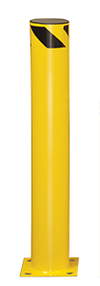 Steel Bolt-Down Bollard, 42"H, 5-1/2" dia., Yellow with Black Stripe