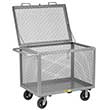 4-Sided Mesh Box Truck - Low Profile with Lid, 30" x 48" Deck, 6" Rubber Casters