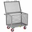 4-Sided Mesh Box Truck - Low Profile with Lid, 30" x 60" Deck, 6" Poly Casters