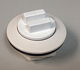 Bulkhead Drain - Low Profile, White, Installed