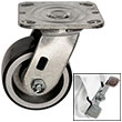 D Series Swivel Caster with Brake - 4" x 2" Urethane on Iron Wheel - 700 lb. Cap.