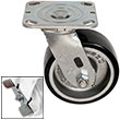 D Series Swivel Caster with Brake - 5" x 2" Urethane on Iron Wheel - 1,050 lb. Cap.