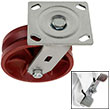 D Series Swivel Caster with Brake - 6" x 2" V-Groove Iron Wheel - 1,000 lb. Cap.
