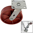 D Series Swivel Caster with Brake - 8" x 2" Ductile Steel Wheel - 2,000 lb. Cap.