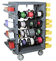 8-Rod Mobile Wire Spool Rack w/ Louvered Side Panels - 32-1/4"W x 18-1/8"D x 46-1/16"H