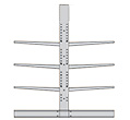 Medium Duty Cantilever Rack Adder - Double Sided, 6'H, 54" Base, 12" Straight Arms, 3 Levels Per Side, 47"W Braces