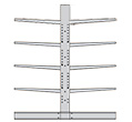 Medium-Heavy Duty Cantilever Rack Adder - Double-Sided, 8'H, 59" Base, 24" Straight Arms, 47"W Braces