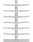 Medium Duty Cantilever Rack Adder - Double Sided, 10'H, 78" Base, 36" Straight Arms, 6 Levels Per Side, 71"W Braces