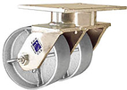 65 Series Swivel Dual Caster - 5" x 1-1/2" Cast Iron Wheels - 1,200 lb. Cap.